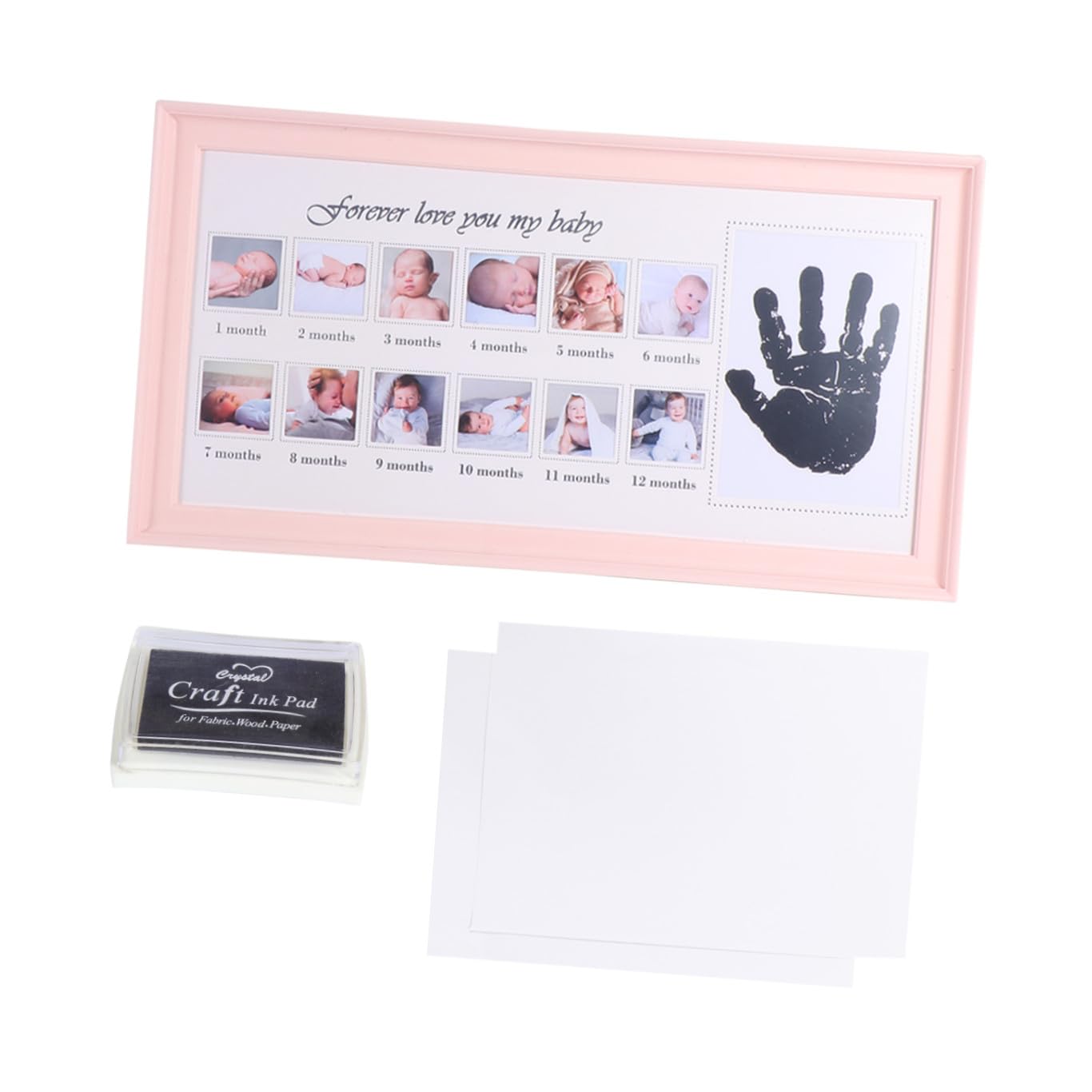 TOYANDONA Marco de Fotos Soporte para 12 Fotos para Recién Nacidos Registro de Crecimiento Color Rosa Material Pvc Obsequio Adecuado para Bebés