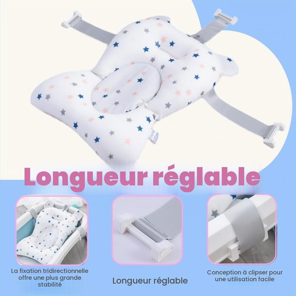 Coussin de Siège de Baignoire pour Bébé,Coussin de Bain Bebe Transat,Bain pour Bébé,Coussin de Bain Bébé,Reducteur Baignoire, Coussin Support Bain Antidérapant Pliable,Réducteur Baignoire pour Bébé