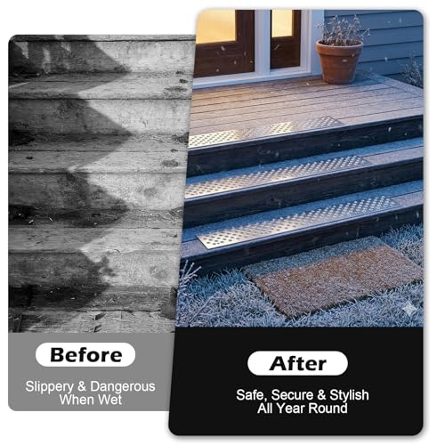 Peldaños de aluminio tonchean de 76x9 cm antideslizantes negros para escaleras exteriores 3