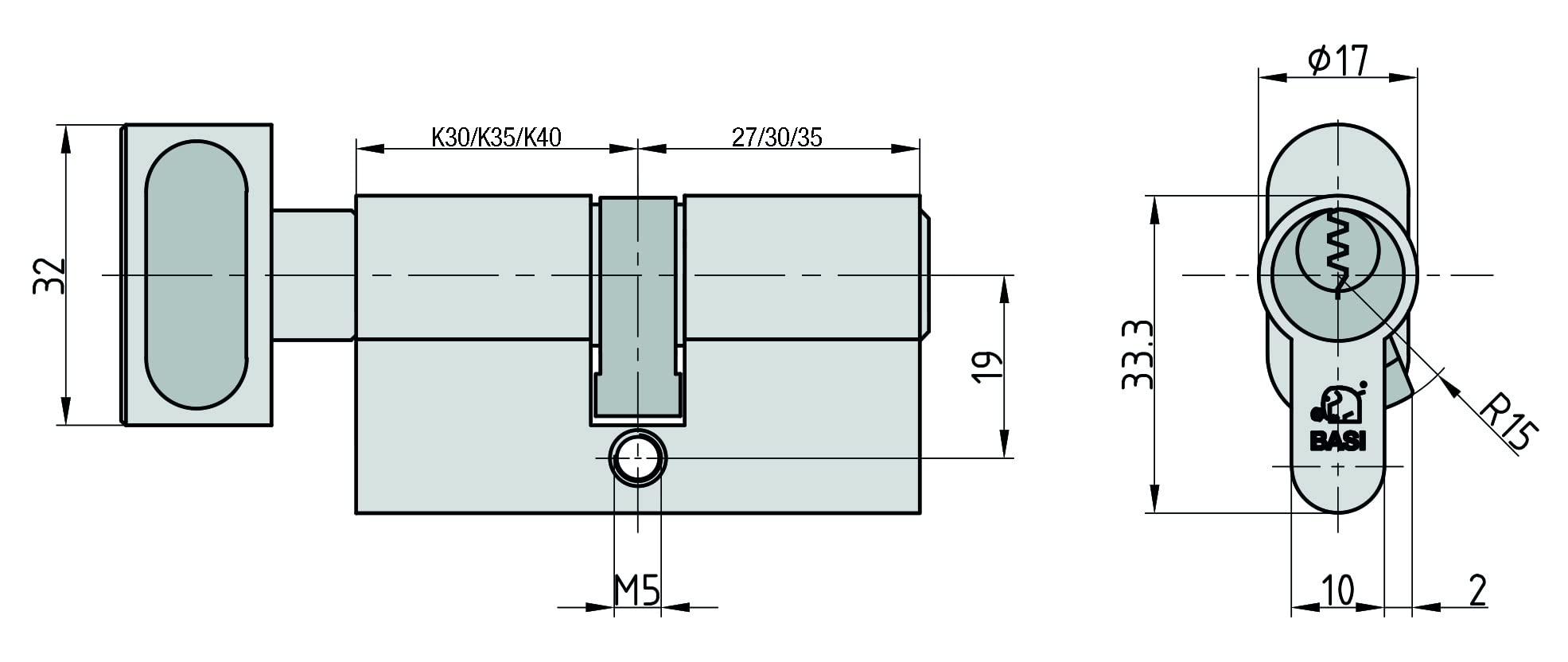 BASI | 2er SET V50 Profil-Knaufkurzzylinder K35/27 mm | Gleichschließend | Profilzylinder | Türzylinder Schließzylinder für Hauseingangstüren Wohneingangstüren | Zylinderschloss mit 3 Schlüsseln