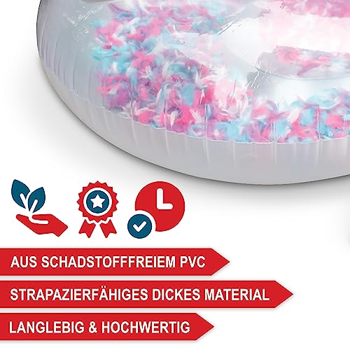 ONBEST aufblasbares XXXL Schwimmtier mit Federn – 183x162x117 cm – Wassertier zum Aufblasen für Erwachsene & Kinder 14+ – Highlight an Pool & Strand für Spaß im Wasser – Badetier Luftmatratze