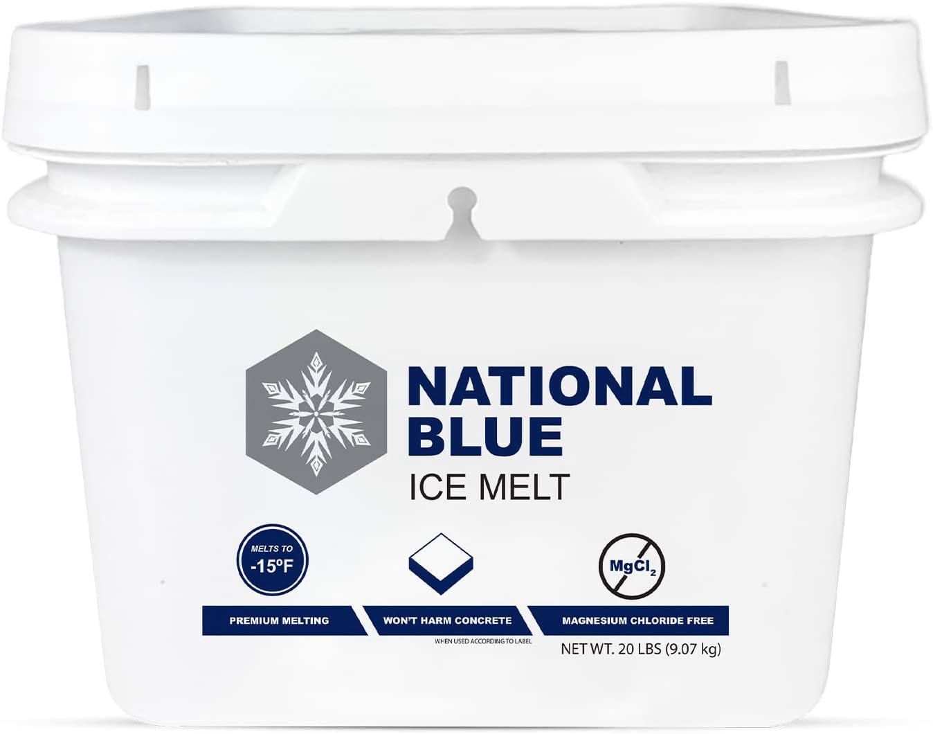 National Blue Ice Melt 20lb Bucket Fast Acting Ice Melter Pet, Plant and