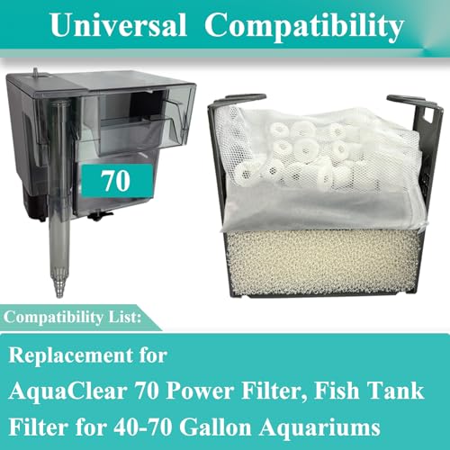 Image of AquaClear 2 Set Three-Stage Filters Media Maintenance Kit Replacement for AquaClear 70 Power Filter, Fish Tank Filter for 40-to-70 Gallon Aquariums