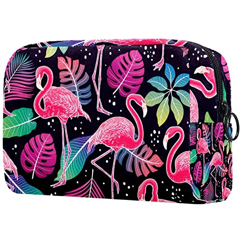 Feuilles Tropicales De Flamant Rose Trousse De Toilette pour Organisateur De Voyage pour Femmes Cover