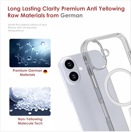 Image of for iPhone Case 16 with Mag-Safe, [Anti-Yellowing Technology] [Military Grade Drop Protection] Shockproof Slim Hybrid Phone Case for iPhone 16 - Crystal Steel Grey