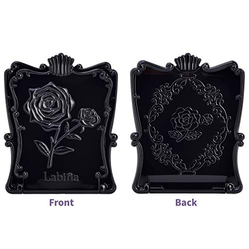 Espejo compacto de maquillaje portátil negro miniatura 2