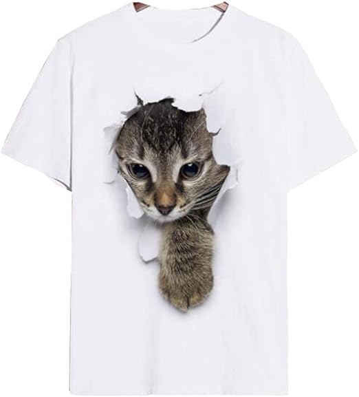 Amazon 魅力的な3d猫プリントカジュアル原宿女性tシャツ夏半袖カジュアルラウンドネック安い服中国トップモードファム Tシャツ カットソー 通販 Amazon 魅力的な3d猫プリントカジュアル原宿女性tシャツ夏半袖カジュアルラウンドネック安い服中国トップモードファム Tシャツ カットソー 通販
