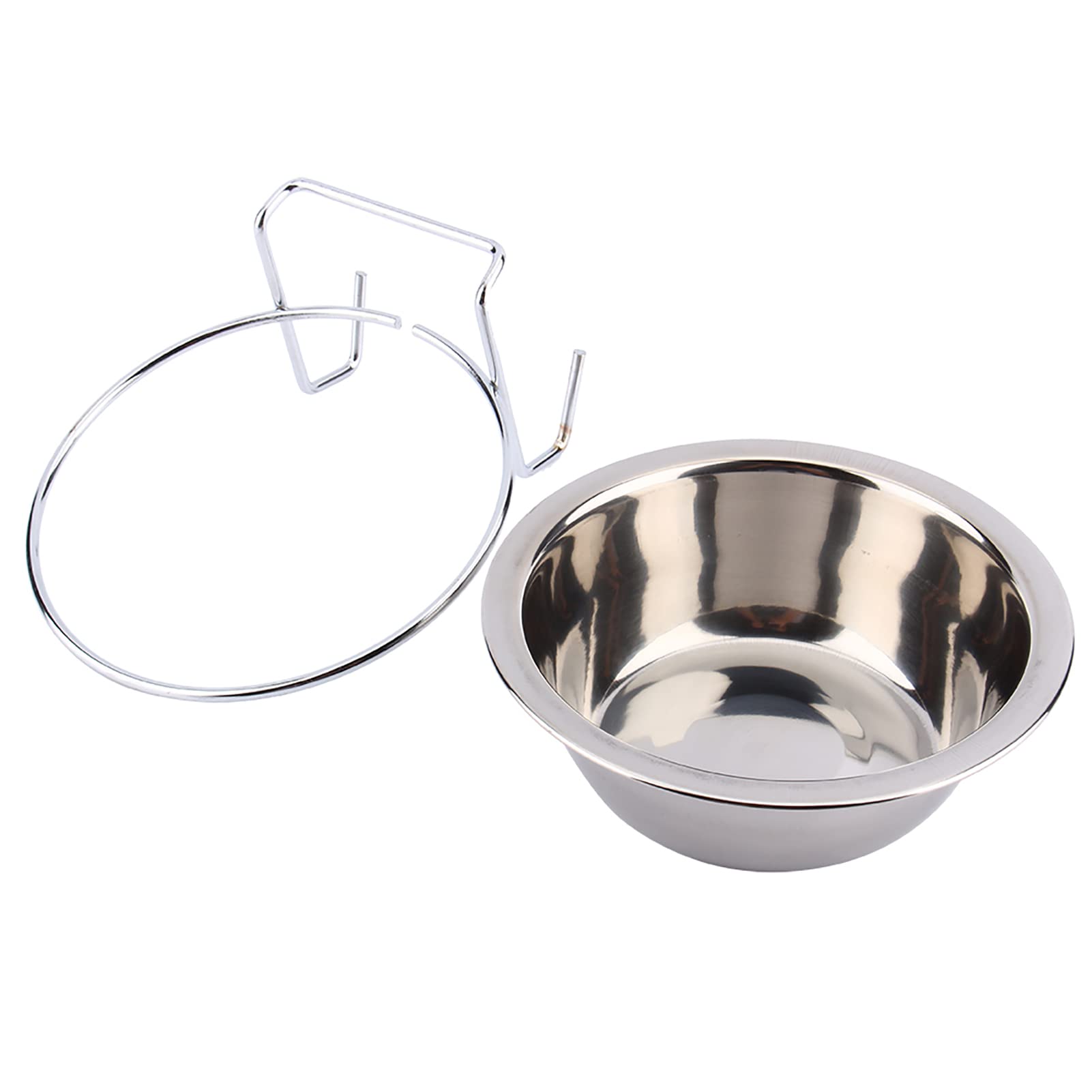 Stainless Steel Hanging, Pet Cage Bowl Diner Hook On Feeding Dog Rabbit Bird Puppy Feeders Cat Food Water with Hanger (Size S) Cup Clamp Holder