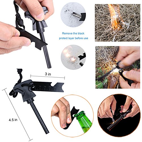 XUANLAN Emergency Survival Kit 13 in 1, Outdoor Survival Gear Tool with Survival Bracelet, Fire Starter, Whistle, Wood Cutter, Water Bottle Clip, Tactical Pen (Survival Kit 3) - Thumbnail 7