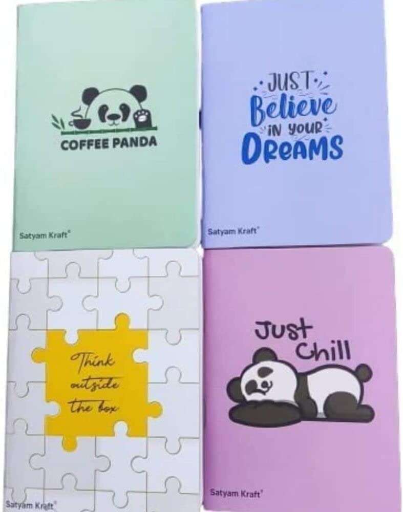 SATYAM KRAFT 4 Pcs Notebook Diary for Gift Diary, Office Personal Daily Planner Notebook for Men & Women- Small and Thin Daily for Creative Writing/Drawing (Plain Pages, 20 Pages, Multi color)