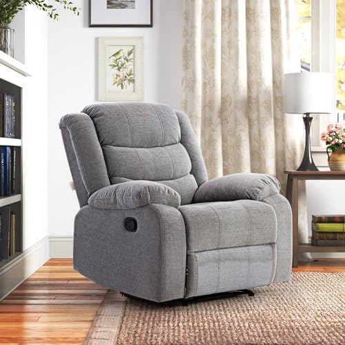 Image of Urban living - Illinois Single Seater Fabric Manual Recliner | 1 Seater Sofa | Single Sofa Recliner | 1 Seater Chair Sofa | 1 Year Warranty | Grey
