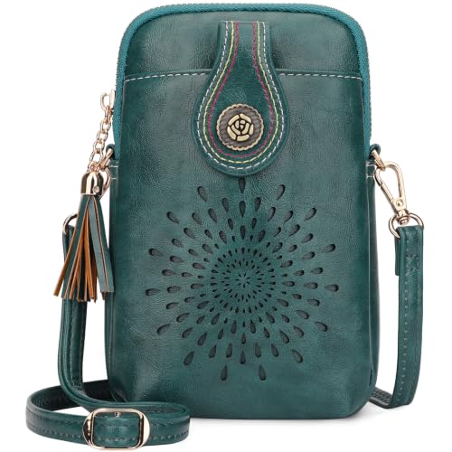Image of APHISON Small Crossbody Bags for Women, Lightweight Vegan Leather Cell Phone Purse, Cute Purses with Tassels