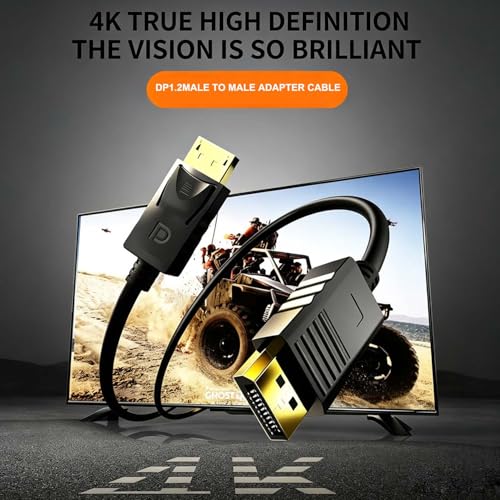4K Afficher vers HDMI câble 6ft, Afficher le port vers HDMI Câble pour Dell Lenovo HP Ordinateur portable PC moniteur TV GPU NVIDIA AMD, DP à HDMI Cord d'adaptateur,NOT HDMI vers l'adaptateur d'affichage,