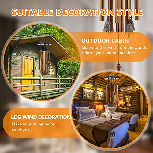 Image of Chinese Traditional Retro 8 Tubes 5 Bells Bronze Yard Garden Outdoor Living Wind Chimes 60cm