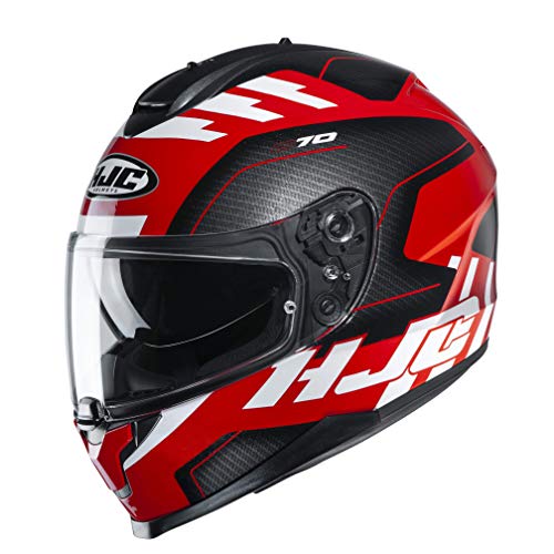 Casco moto HJC C70 KORO MC1, Nero/Bianco/Rosso, L