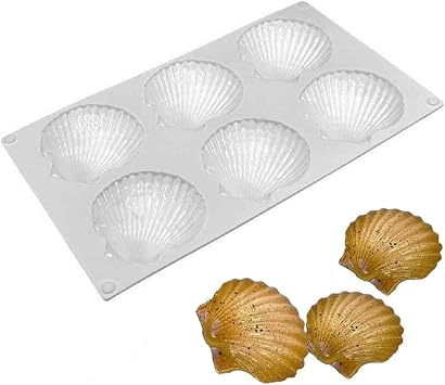 Silicone Madeleine Cookie Tray, French Mousse Mould, DIY Shell Silicone Moulds, Biscuit Moulds, 6 Cavities Madeline Mould, Non-Stick Baking Mould