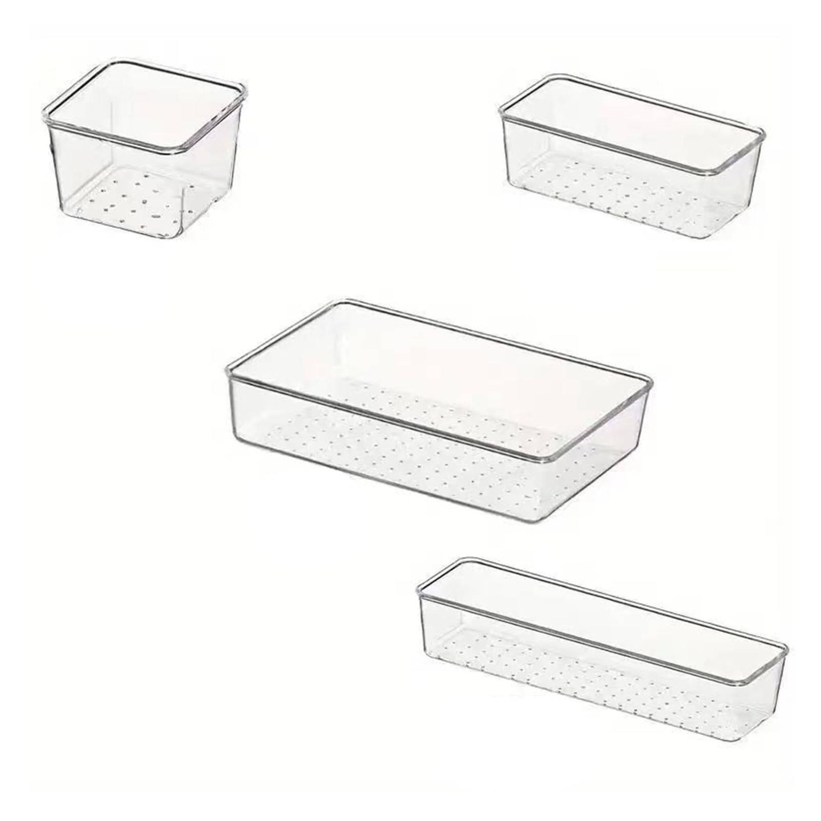 Generico Set di organizzatori for cassetti da 8/13 pezzi, contenitori in plastica trasparente, divisori scrivania for comò camera letto, ufficio e trucco(8pcs)