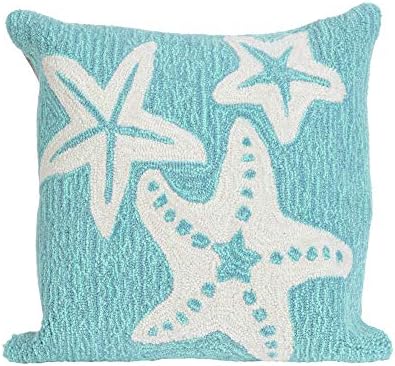 Liora Manne Frontporch Indoor/Outdoor Pillow, 18" Square, Starfish Aqua