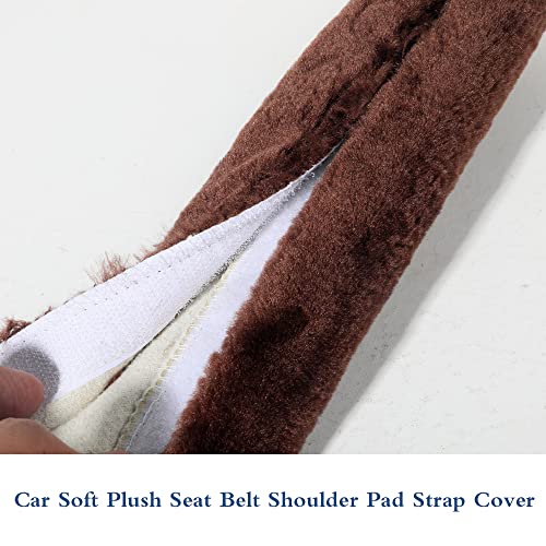 Banseko Car Seat Belt Shoulder Pads,Universal Carseatbelt Protector,Bag Backpack Laptop Strap Cover Adjuster Protector,Car Soft Plush Seat Belt Shoulder Pad Strap Cover (Coffee) #TOP4