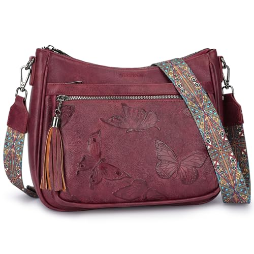 Image of BELTANA Crossbody Bags for Women Trendy Vegan Leather Hobo Purses Medium Butterfly Cross Body Purse with Wide Strap | Adjustable Strap