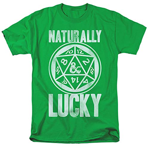 Dungeons & Dragons Naturally Lucky Unisex Adult T-Shirt for Men and Women, Kelly Green, 2X-Large