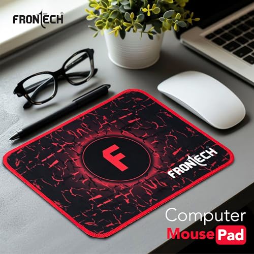 Image of FRONTECH Gaming Mouse Pad | Water Resistant | Anti-Slip Base | Stitched Edges | 232mm x 182mm x 2mm | Red /Black (MSP-0062)
