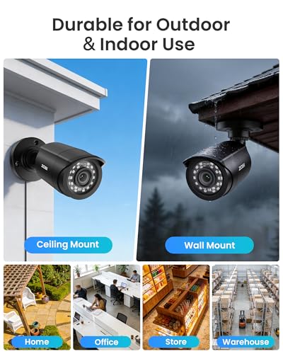 Image of ZOSI 16 Channel Security Camera System with 4TB Hard Drive, 16 x 1080P Indoor Outdoor Wired Cameras, AI Person Vehicle Detection, Night Vision, 16CH DVR for Business 24 /7 Recording, No Monthly Fee