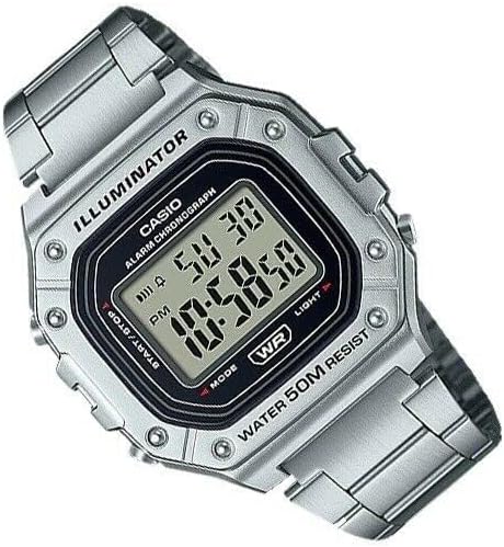 Casio W218H Series | Men’s Digital Watch | 50M WR | 1/100 Second Stopwatch | 100 SEC Chronograph | LED Backlight | Countdown Timer | Daily Alarm | Hourly Time Signal | 7 Year Battery Silver W-218HD-1AVCF image 4 of 6 B095MXJQ1M