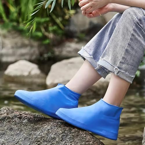 yolzhxe 4 Paar Schuhüberzieher Wasserdicht, Silikon Regenschutz Schuhe Mehrweg, Schuh Überzieher Regen Rutschfest, Regen Schuhüberzieher, Überziehschuhe für Regen Schnee Strand Matschige Straßen, L
