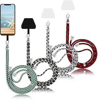 Weewooday 4 Pieces Universal Cell Phone Lanyards with Adjustable Detachable Nylon Neck Crossbody Lanyard and 4 Pieces Black and Transparent Pads for Most Smartphones (Neutral Color Series)