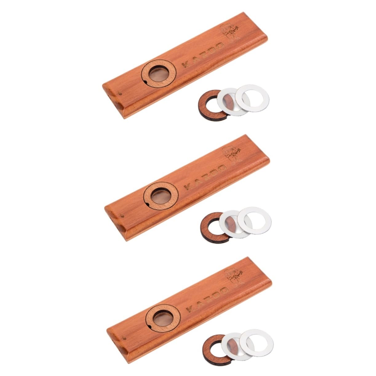 SUPVOX 3pezzi Kazoo Legno Per Strumento Musicale Educativo Per Prescolari Facile Da Suonare Compatibile Con Chitarra e Ukulele Design Classico e Superficie Liscia Marrone