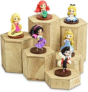Mooca Wooden 6 Pcs Hexagon Risers for Display Jewelry and Accessories Display Stand, Oak