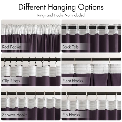 Image of MIULEE Purple Velvet Pinch Pleat Blackout Curtains W52 X L96 Inches