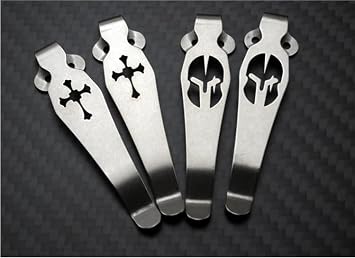 2PCS Deep Carry Pocket Clip Fits for Emerson CQC Griptilian 551 710, Custom CNC TC4 Titanium Stonewashed Back Clip DIY Replacement