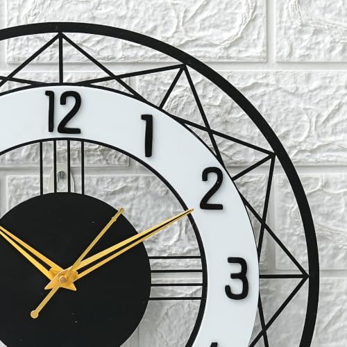 Image of Pendulum Wall Clock for Living Room Stylish | Metal Wall Clock for Office, Bedroom, Hall | Big Size Morden Wall Clock for Home (18 Inch Black)