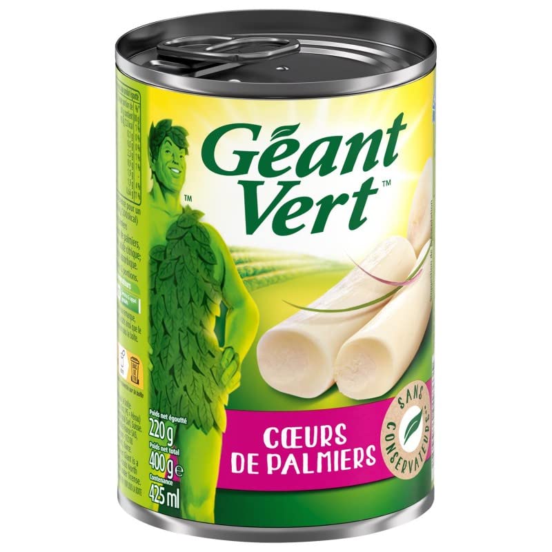 Délices Tendres: Boîte de coeurs de palmier GEANT VERT 220g - Savoureux Conservés - Idéal Cuisine Créative - Epicerie Fine, Conserve Légume - Le Lot De 3