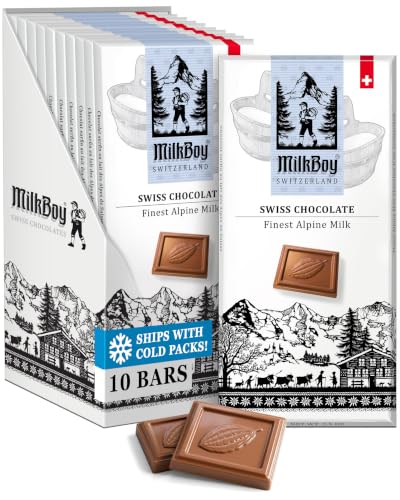 MilkBoy Swiss Chocolates Alpine Milk Chocolate Bars - 3 oz, 10 Pack