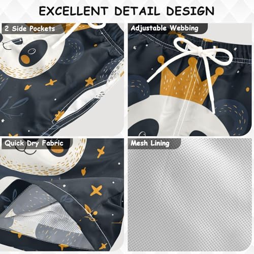 Pigsaly Boys' Swim Board Shorts Cute Panda Gold Crown Boy's Swim Trunks Kids Swimwear 3T3