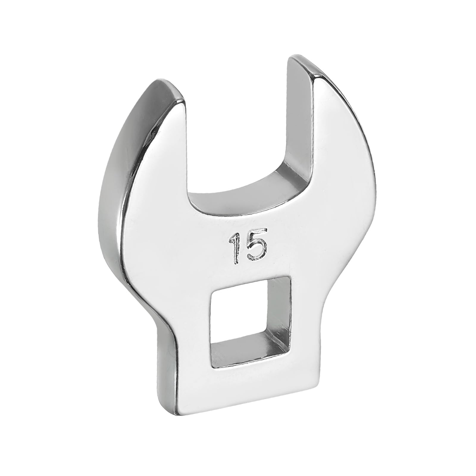 sourcing map Drive Crowfoot Wrench 3/8 Inch 15mm Metric Flare Nut Wrench CR-V Steel Electroplating Open End Crowfoot Spanner for Automotive Repair Mechanics, Bright Silver