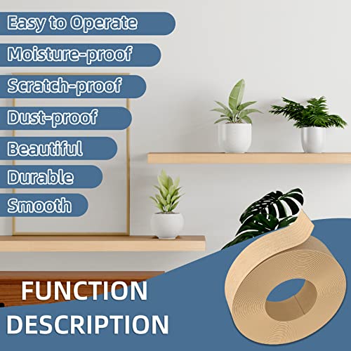 Image of Maple Edge Banding, 13 /16 inch x 500ft roll of Veneer Edge Banding, Pre-glued Flexible Real Wood Tape Banding for Cabinet Repair Furniture Restoration