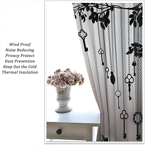 Gothic Crow Curtains, Black Birds Crow Decor Window Treatments For Living Room, Crow Black Dark Wings Thriller Curtain Drapes 2 Panels, 42X45 Inch #TOP4
