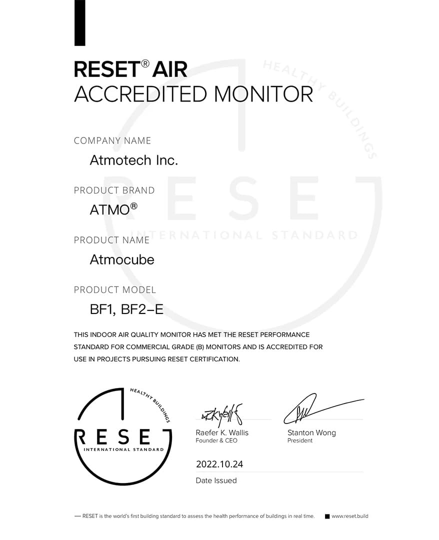 Atmocube Professional 12-in-1 Luftqualitätsmonitor – Messgerät für CO2, Feinstaub (PM2.5), Formaldehyd (CH2O), TVOC & NOx – WLAN, Ethernet & PoE Konnektivität – Echtzeit Cloud Dashboard & App