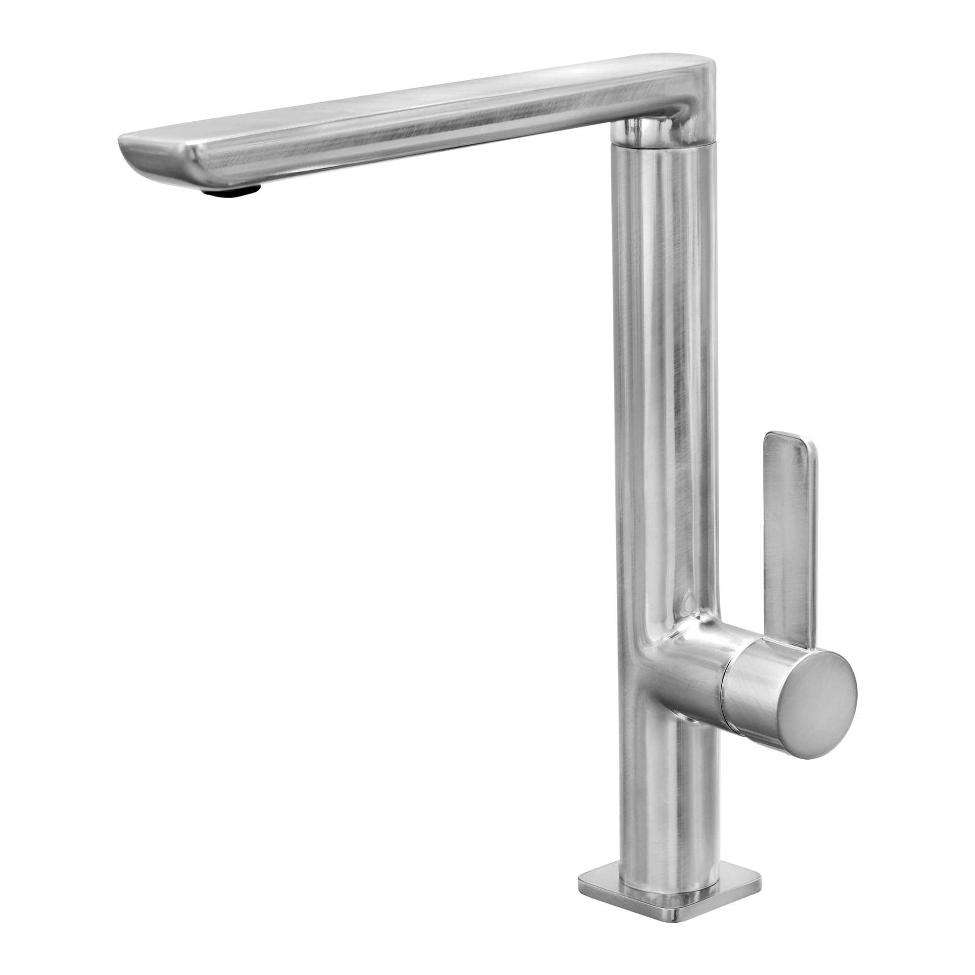 TEKA Grifo Cocina Monomando, Caño Alto Giratorio, Aireador Anticalcáreo, Acero Inoxidable, Tubos Flexibles 3/8", Minimalista FO 915