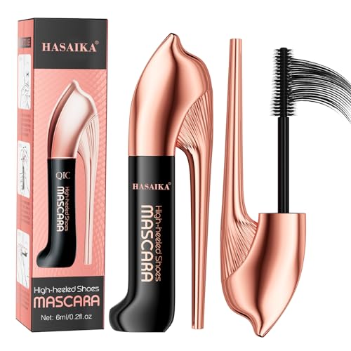 HASAIKA® Máscara de Pestañas, Máscara de Larga Duración de pestañas de fibra de seda de pestañas resistente al agua, antiborrones, alargadora y rizadora (6 ml)