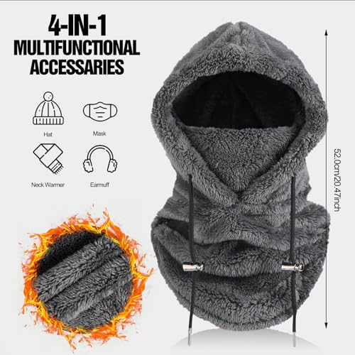 AYPOW Winter Thermo Fleece Sturmhaube Herren Damen, Multifunktionale Outdoor Winddicht Gesichtshaube Warm Skimaske mit Nackenwärmer Halswärmer, Unisex Gesichtsmaske Radfahren Motorräder Wandern Laufen