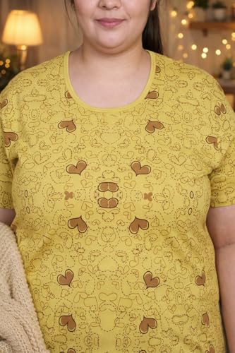 Image of RYSH Women's All-Over Printed Cotton Plus Size Longline T-Shirt with Pockets