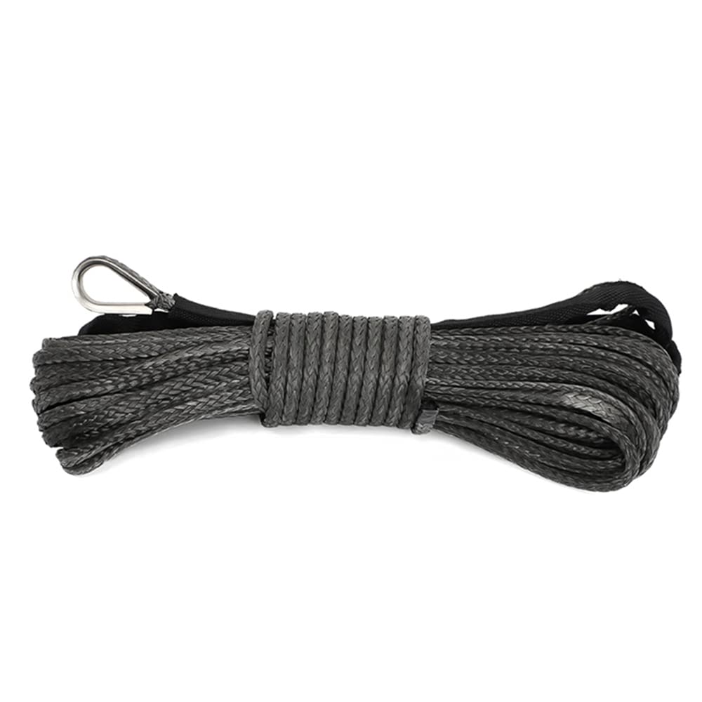 1/4" x 50' 7700LBs Corde de câble de Ligne de treuil synthétique avec Gaine - Noir