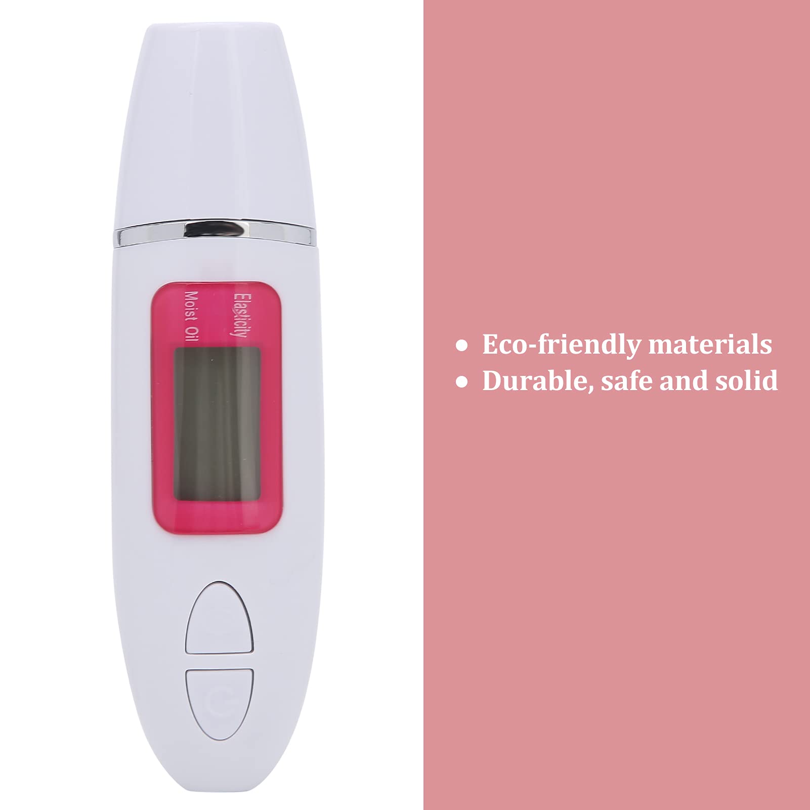 Testeur d'humidité de la peau, testeur d'humidité de la peau, écran LCD, analyseur de capteur d'huile et d'eau pour la peau du visage (blanc)