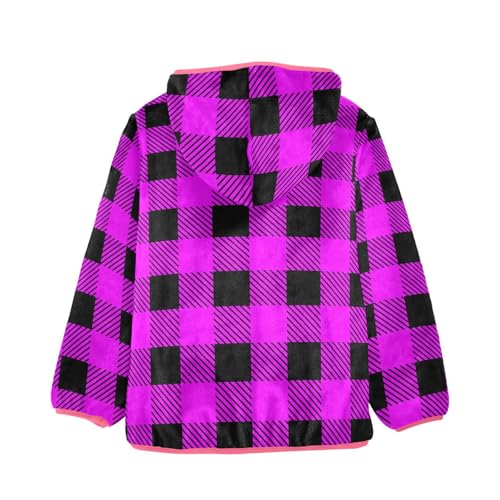 GuoChe Purple Black Plaid Boy Fleece Jacket2