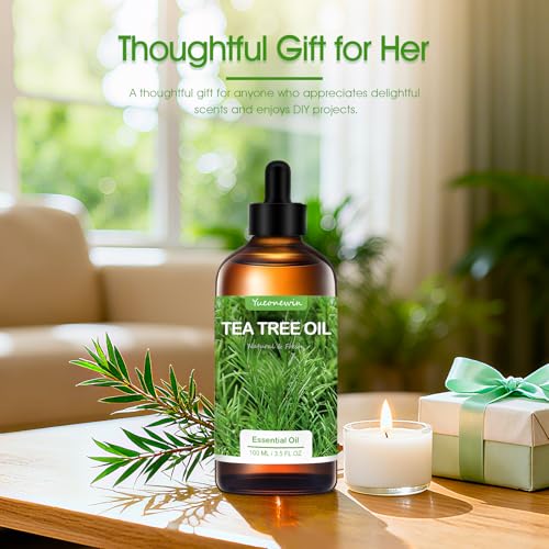 Teebaumöl 100 ml, Reines Ätherische Öle aus Teebaum für Diffusor, Tea Tree Oil Ätherisches Öl Aromatherapie Duftöl für Massage, DIY, Seife, Kerzenherstellung, Bad, Geschenke für Frauen Weihnachten